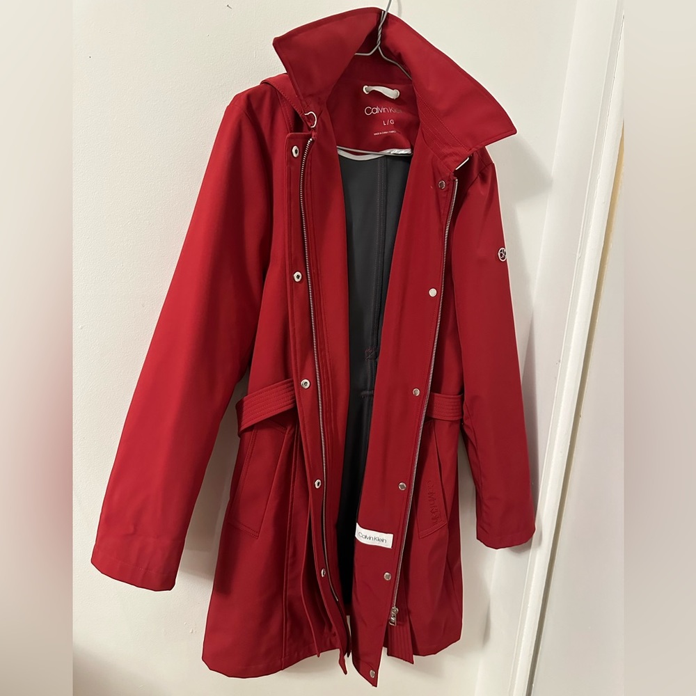 Spring/fall Rain coat red wine color CK never used